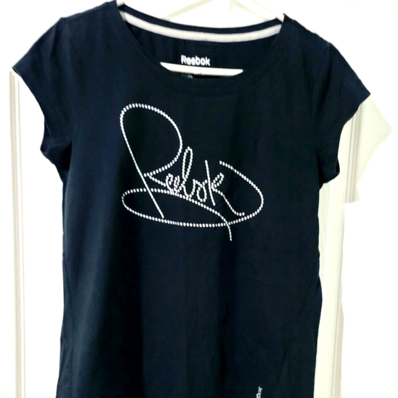 Reebok Women's Short Sleeves Embellished Top T-Shirt Size M - Picture 3 of 9